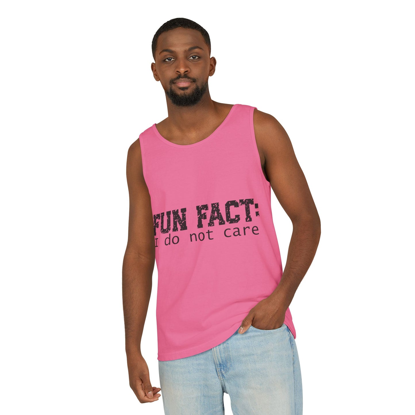 Unisex Tank Top - Funny - Fun Fact: I Do Not Care - Black Writing