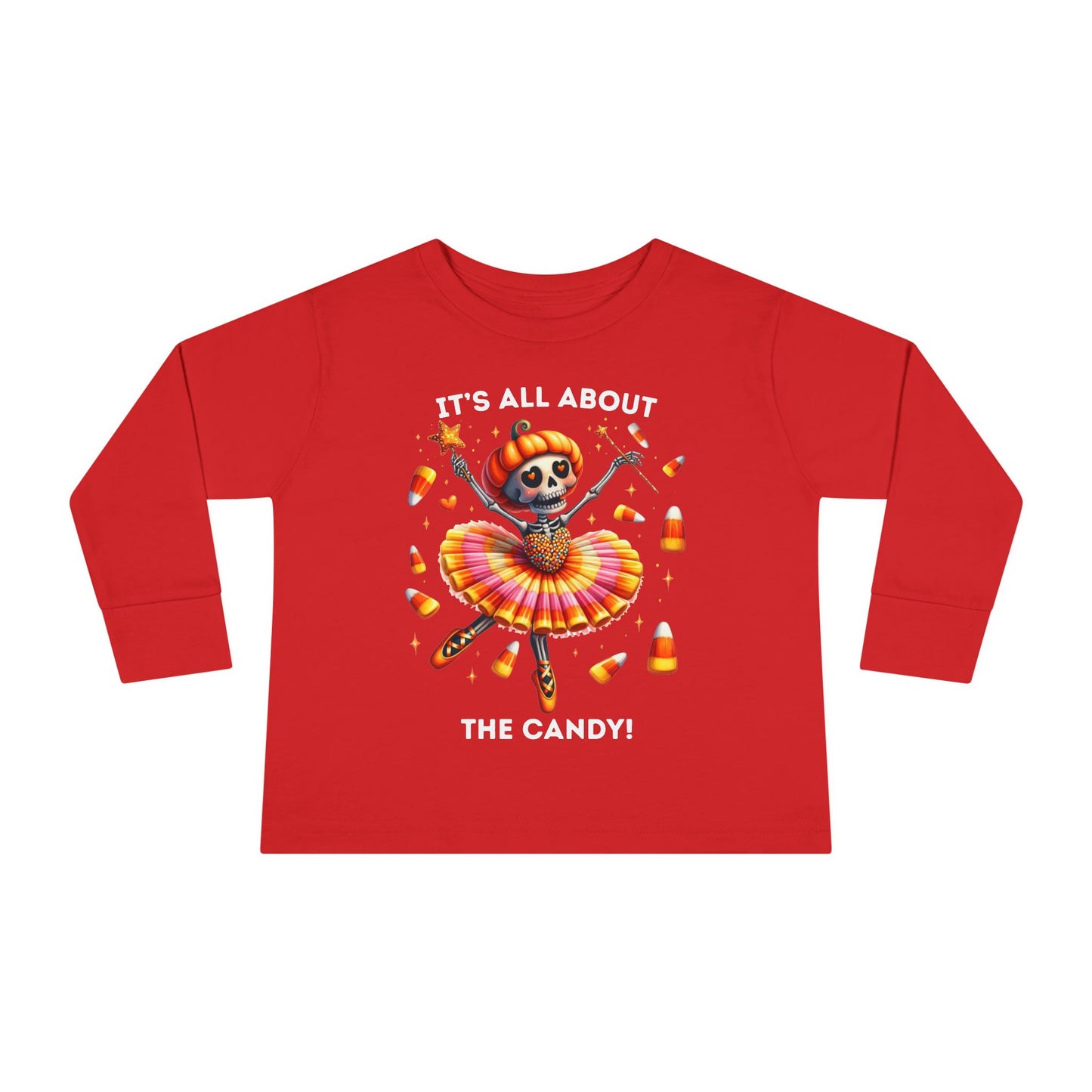 Toddler LS Tee - Halloween / Ballet Skeleton - It's all about the Candy! (01a)