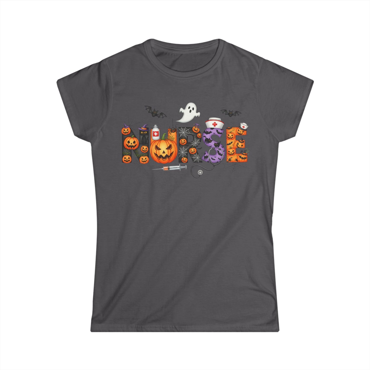 Female T-Shirt - Nurse / Halloween - Nurse w Halloween Decor (01a)