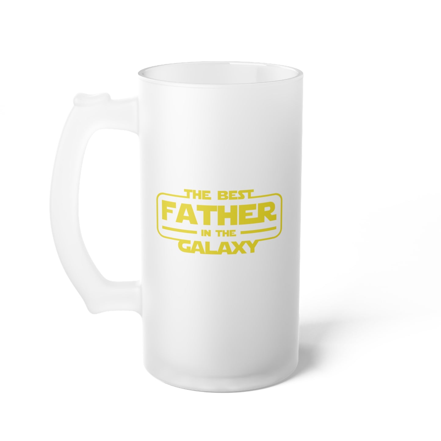 Frosted Glass Beer Mug - Dad - Best Father in Galaxy (1)