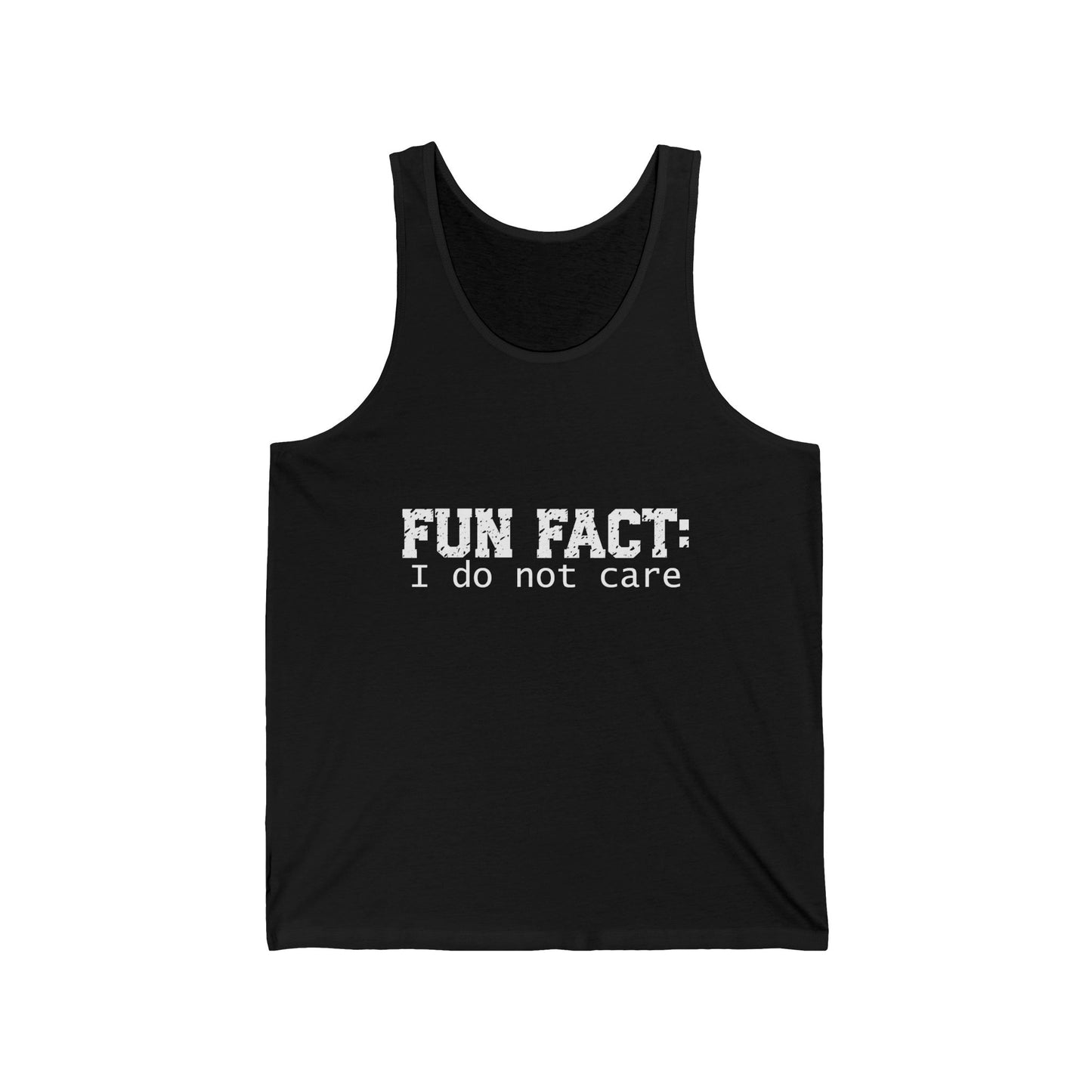 Female Tank Top - Funny - 'Fun Fact: I do not care' - White Text