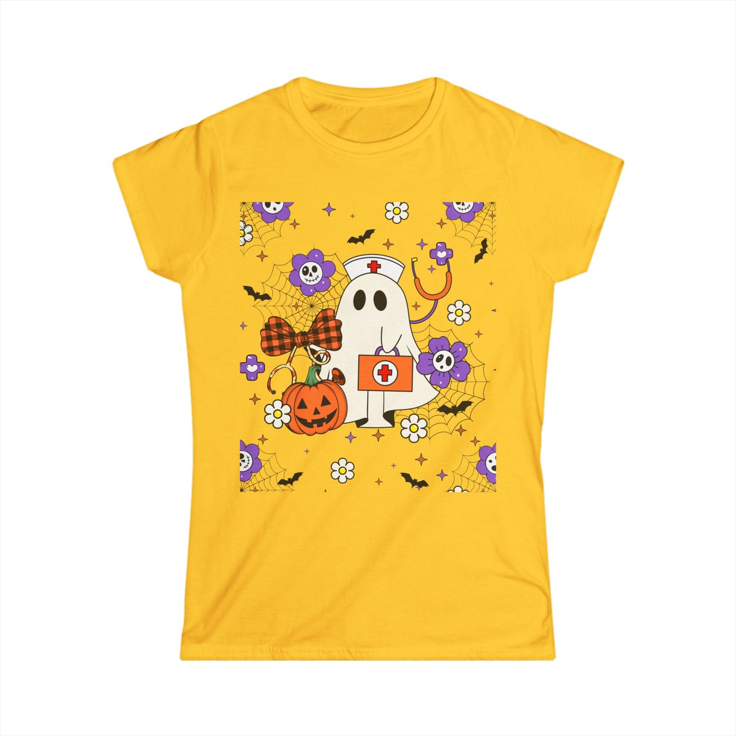 Female T-Shirt -Medical / Halloween Ghost with Medical Stuff (01a)
