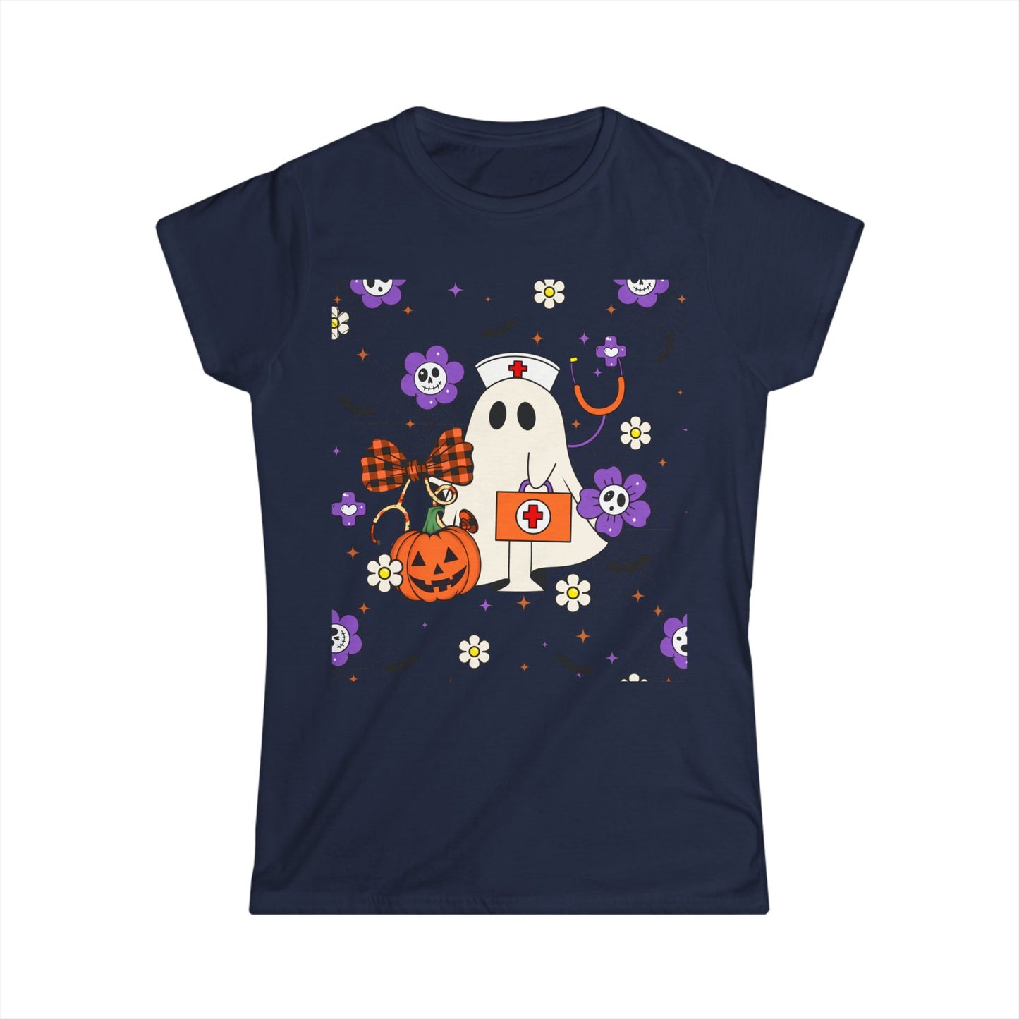 Female T-Shirt -Medical / Halloween Ghost with Medical Stuff (01a)
