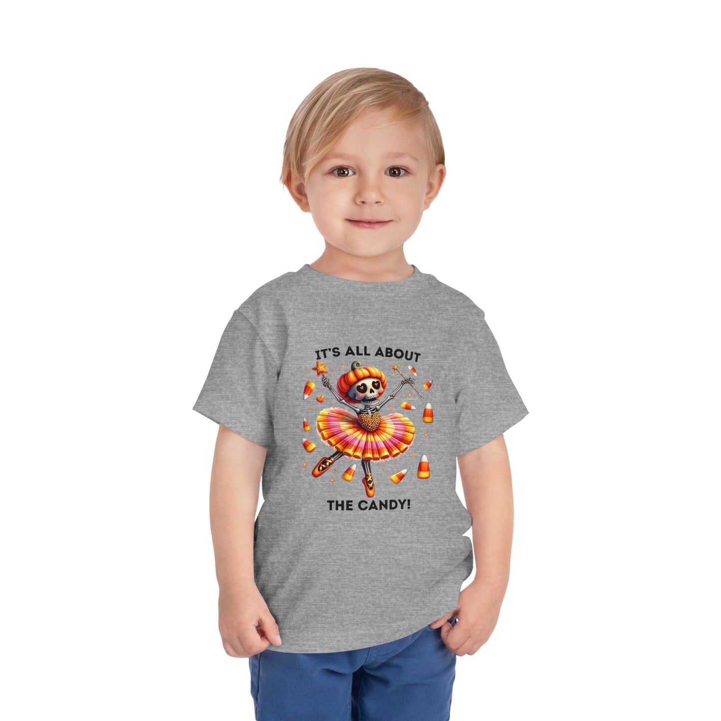 Toddler Tee - Halloween / Ballet Skeleton - It's all about the Candy! (01a)