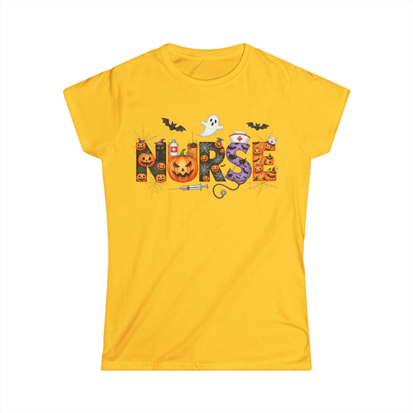Female T-Shirt - Nurse / Halloween - Nurse w Halloween Decor (01a)
