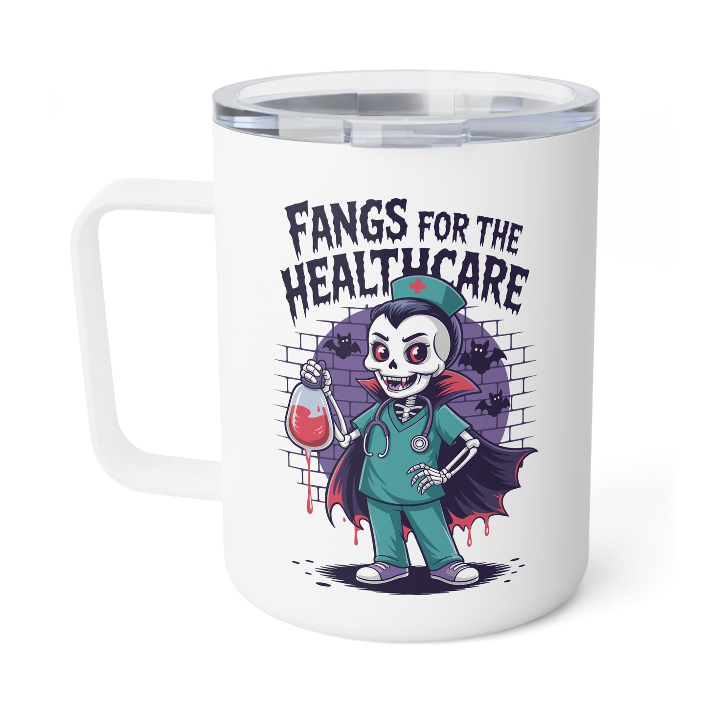 Insulated Mug - Medical / Halloween - Fangs for the Healthcare (01a)