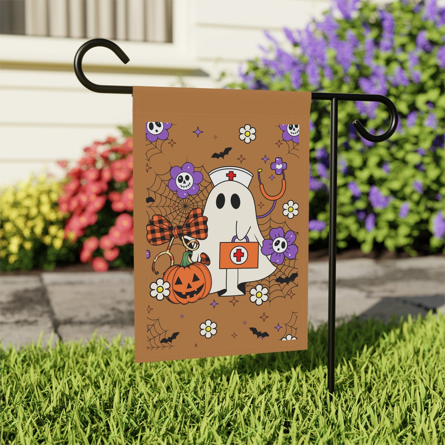 Garden Flag - Medical / Halloween Ghost with Medical Stuff (01a)