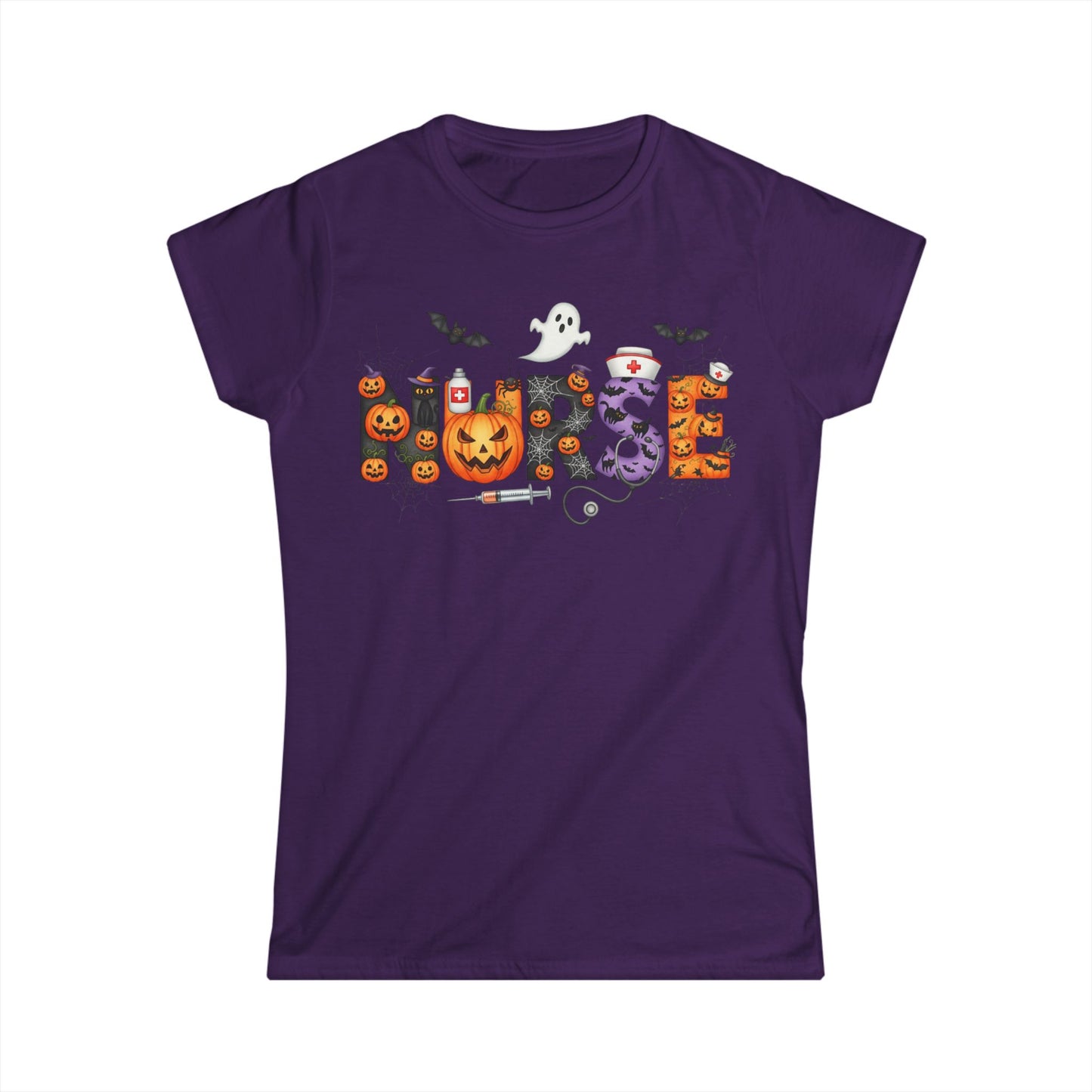 Female T-Shirt - Nurse / Halloween - Nurse w Halloween Decor (01a)