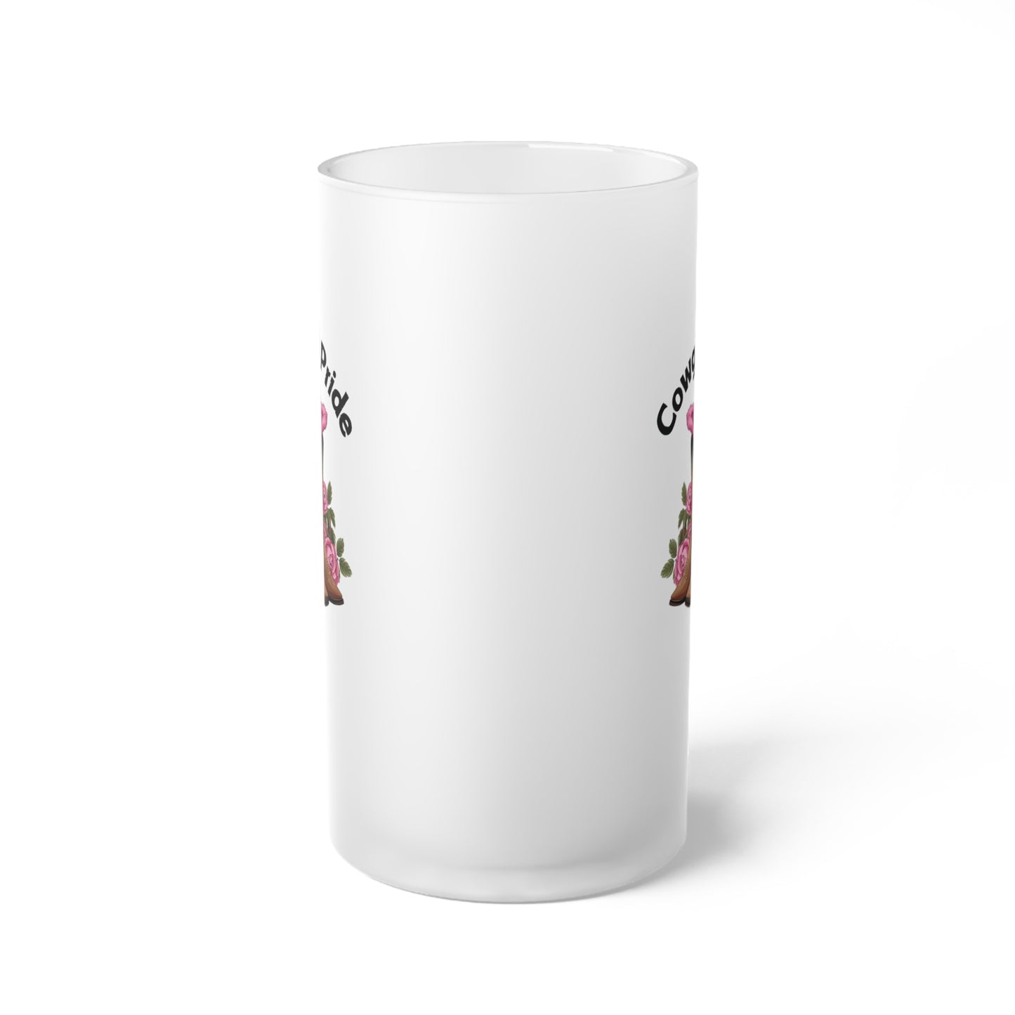 Frosted Glass Beer Mug - Cowgirl Pride (1)