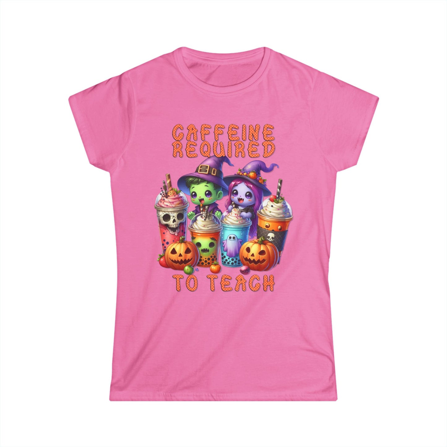Female T-Shirt - Teacher / Halloween - Caffeine required to teach (01a)