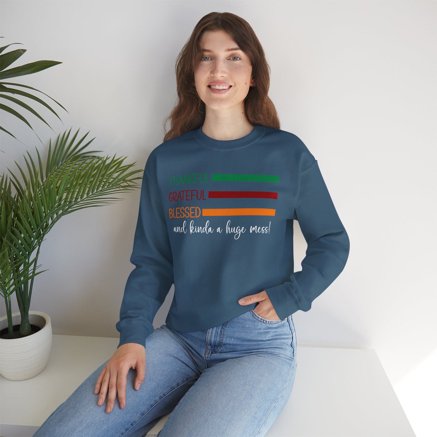Sweatshirt - Christian - Thankful Grateful Blessed & a Mess (1a)