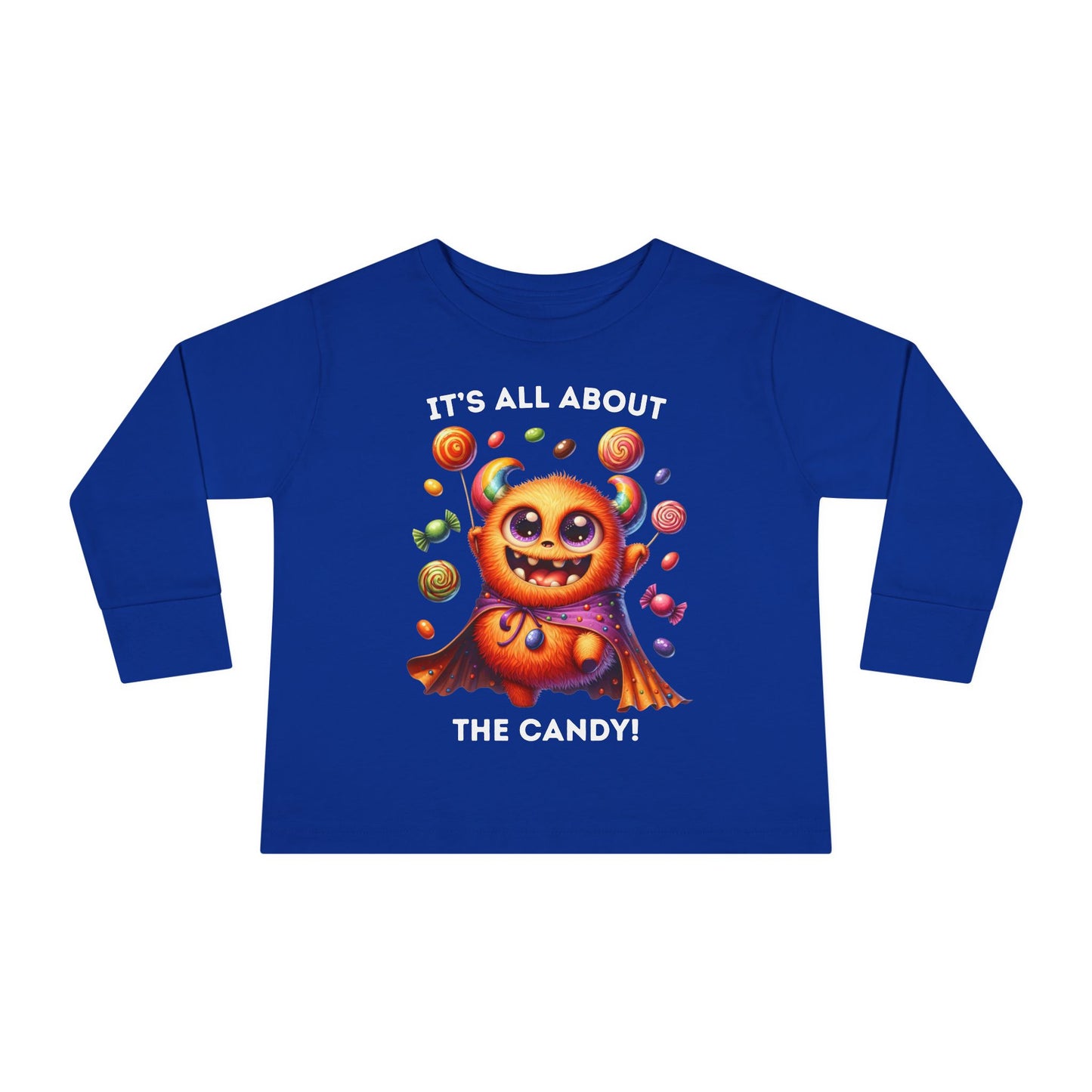 Toddler LS Tee - Halloween / Monster - It's all about the Candy! (01a)