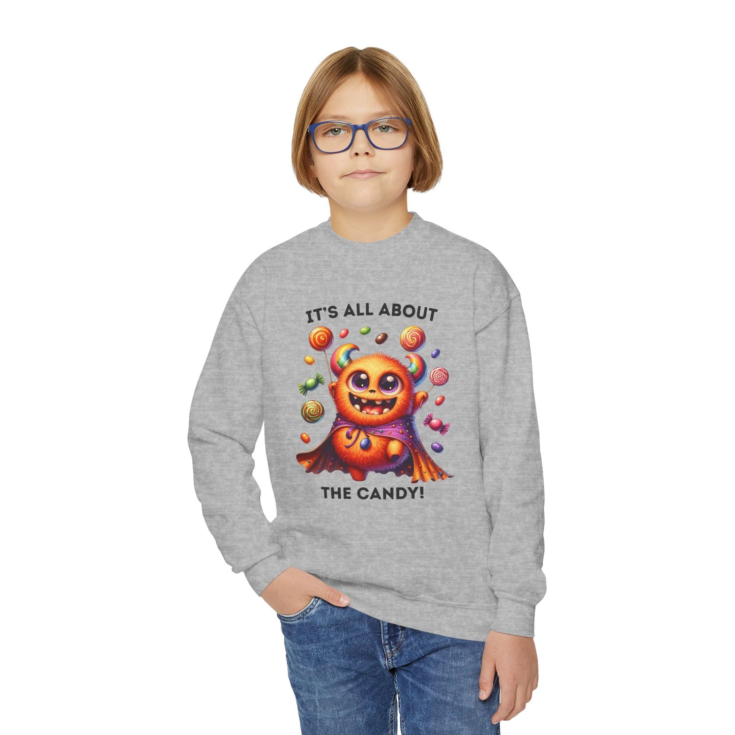 Sweatshirt - Halloween / Monster - It's all about the Candy! (01a)