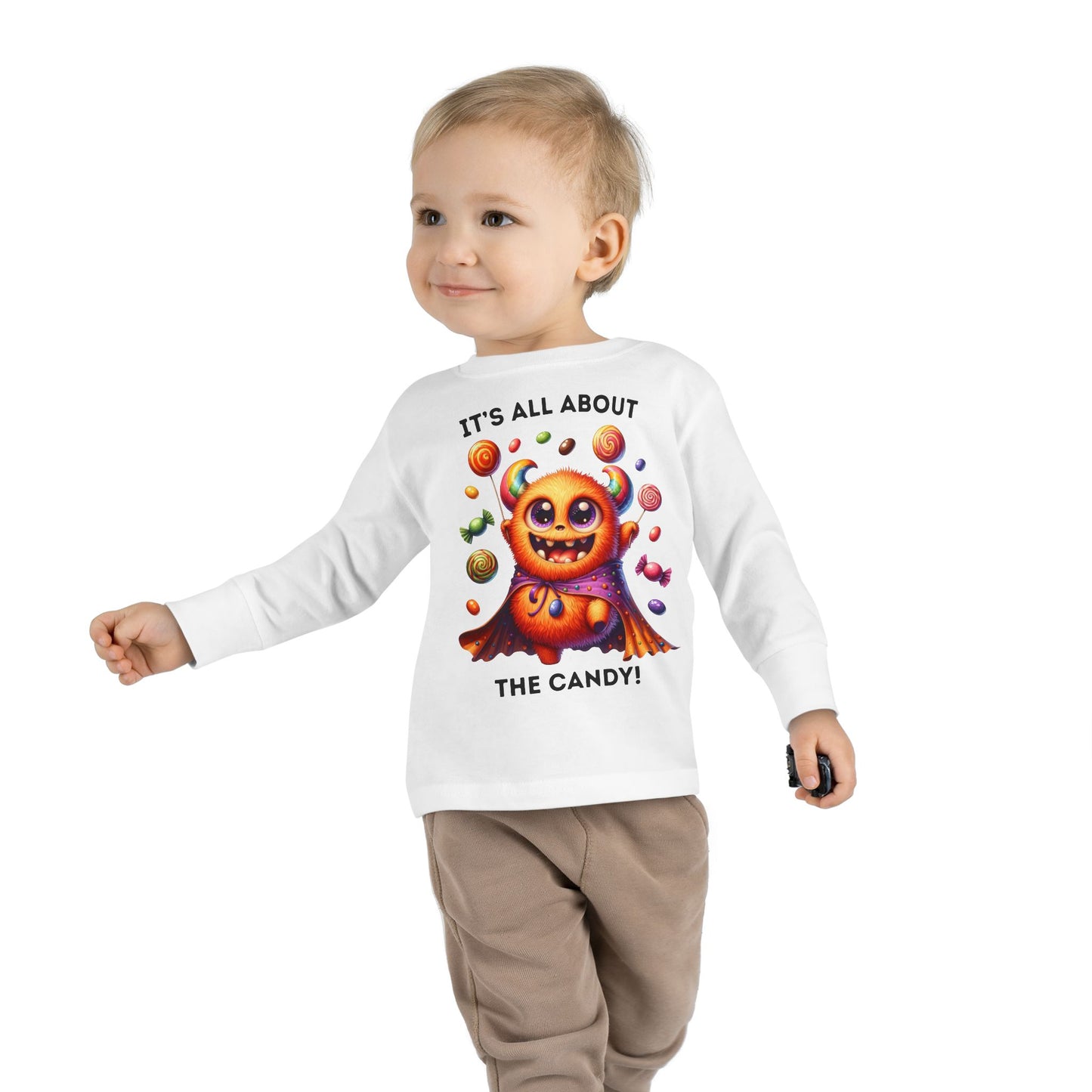 Toddler LS Tee - Halloween / Monster - It's all about the Candy! (01a)