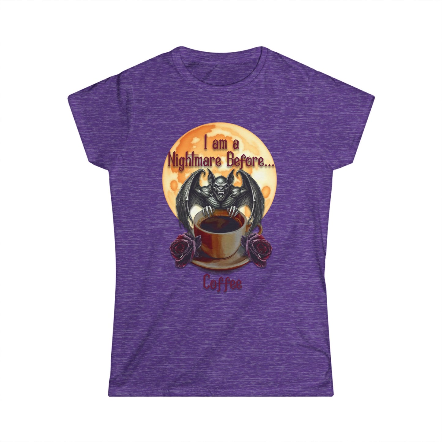 Female T-Shirt - Halloween - Nightmare Before Coffee (1a) - Front Only
