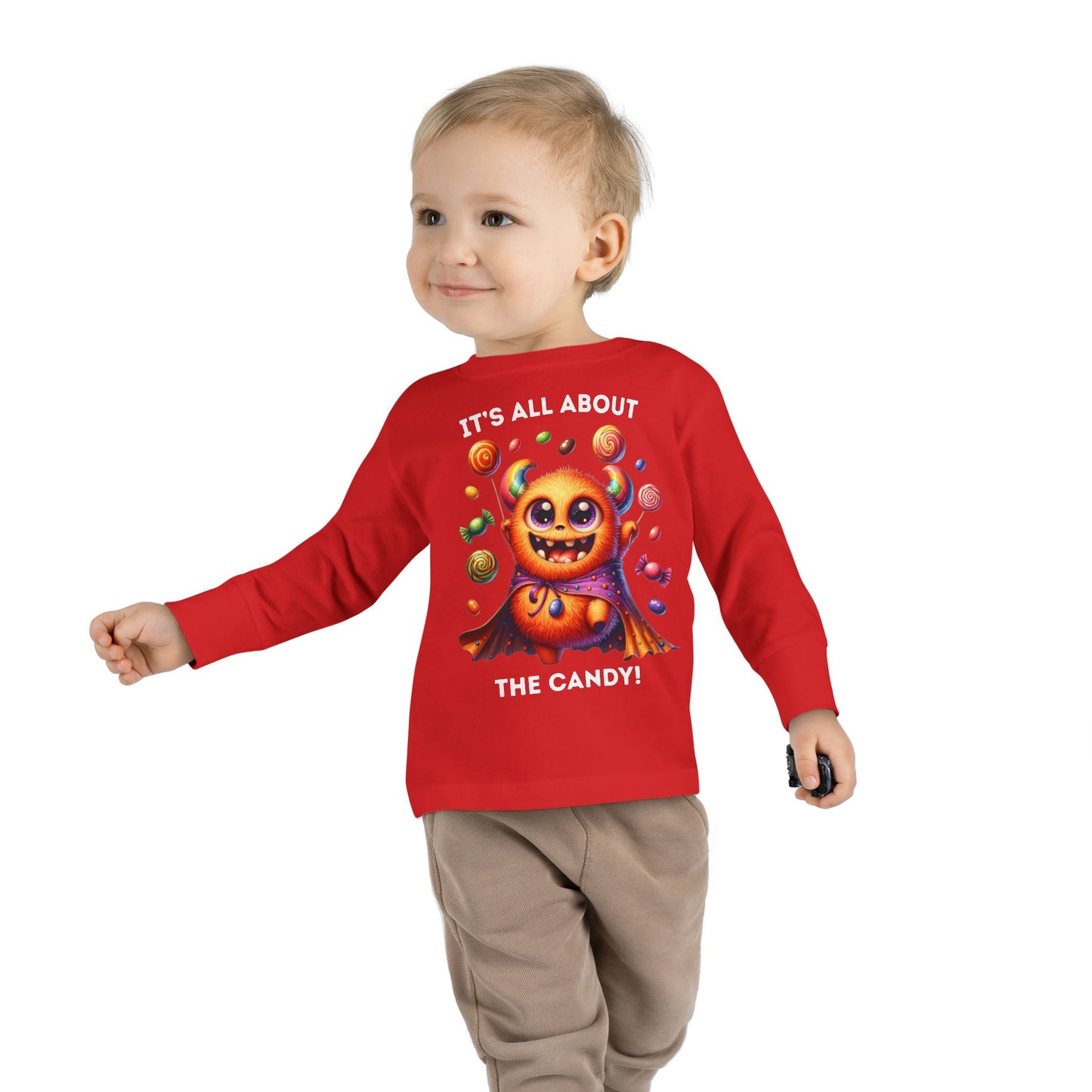 Toddler LS Tee - Halloween / Monster - It's all about the Candy! (01a)