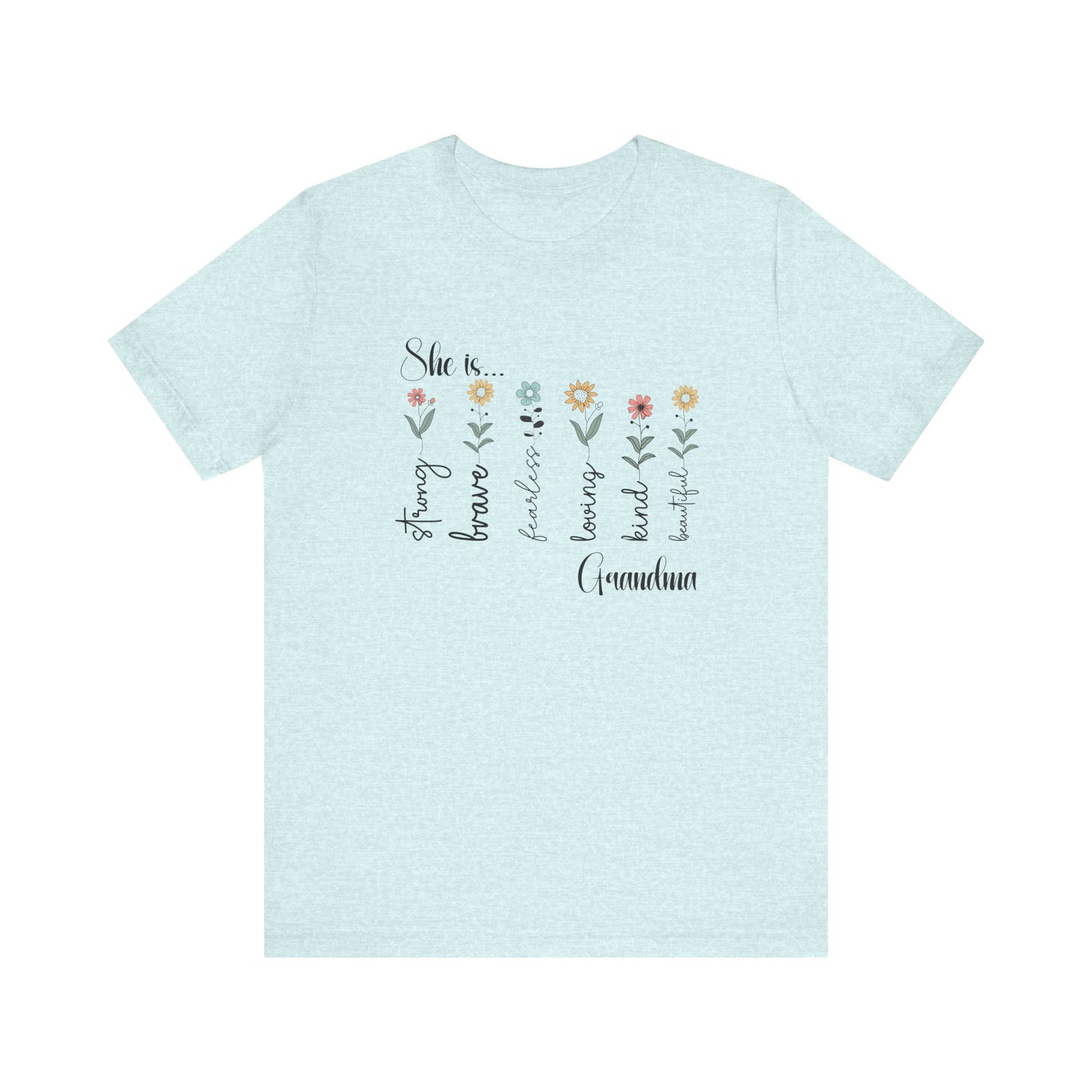 T-Shirt - Family / Grandma - Strong, Brave, Beautiful Floral Design (1)