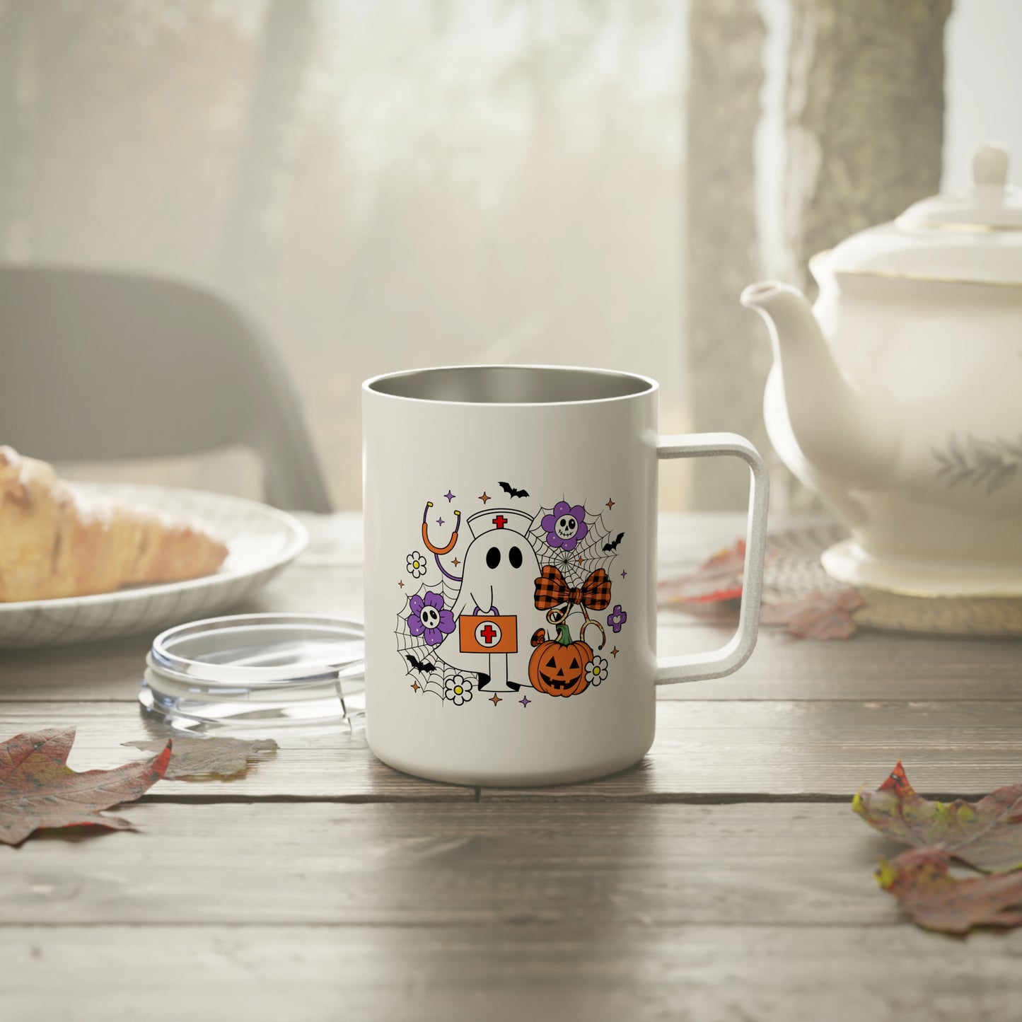 Insulated Mug - Medical / Halloween Ghost with Medical Stuff (01a)