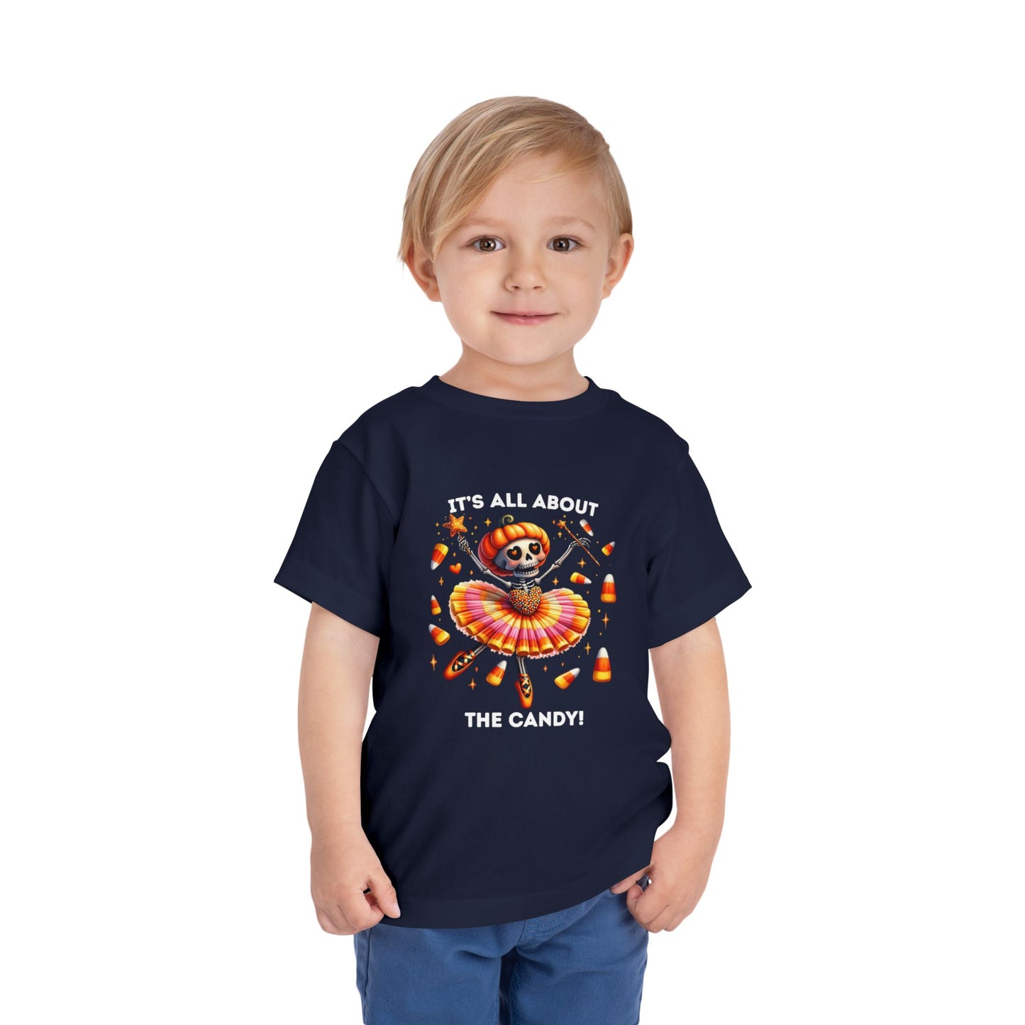 Toddler Tee - Halloween / Ballet Skeleton - It's all about the Candy! (01a)