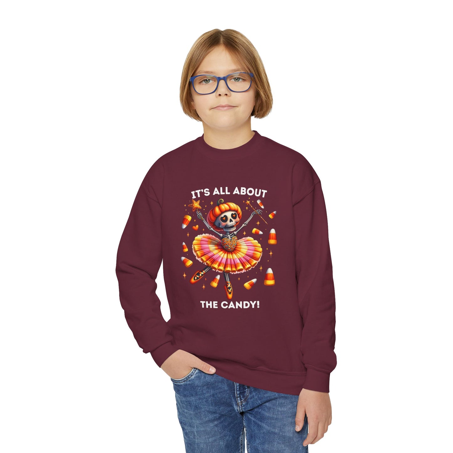 Child Sweatshirt - Halloween / Ballet Skeleton - It's all about the Candy! (01a)