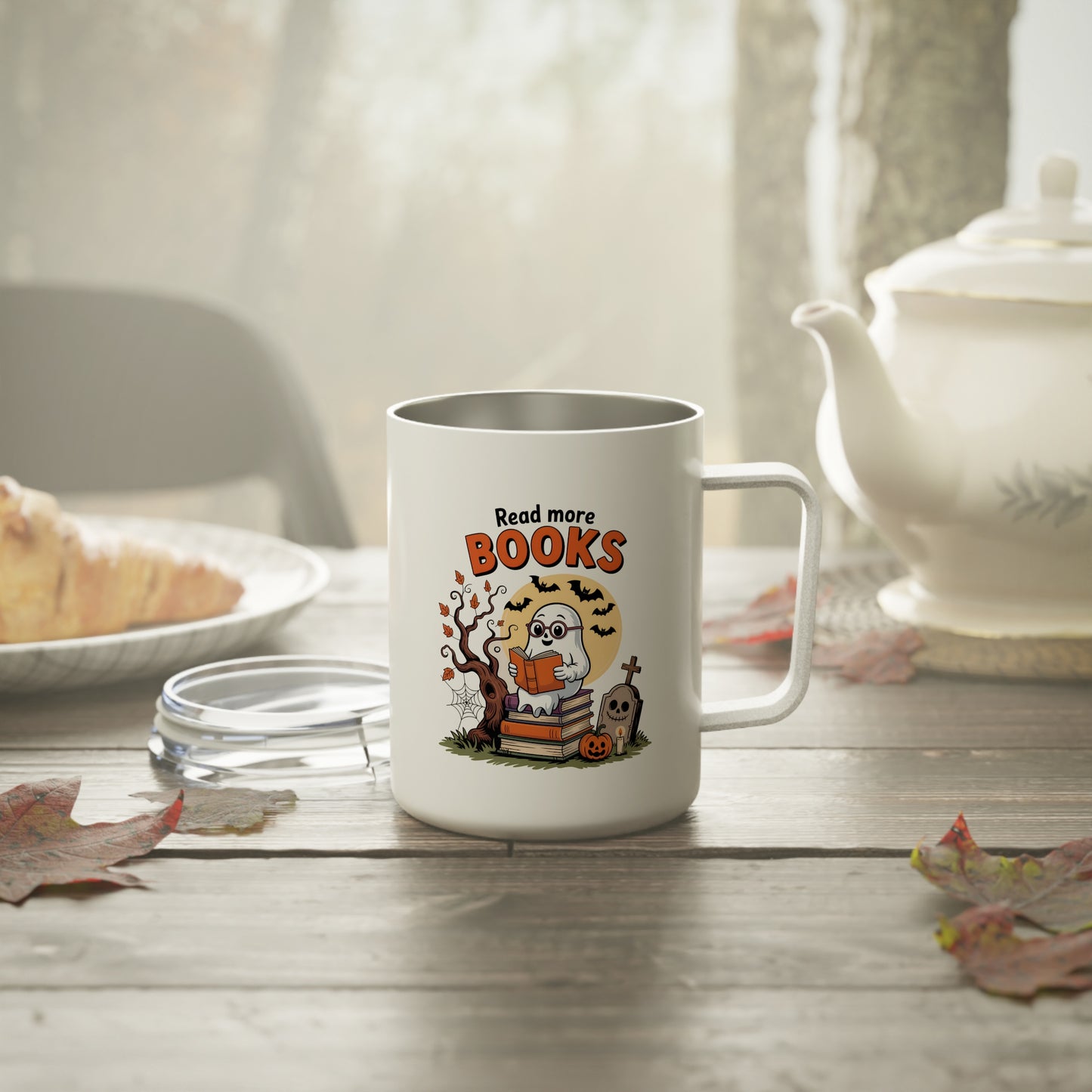 Insulated Mug - Teacher / Halloween - Read More Books (01a)