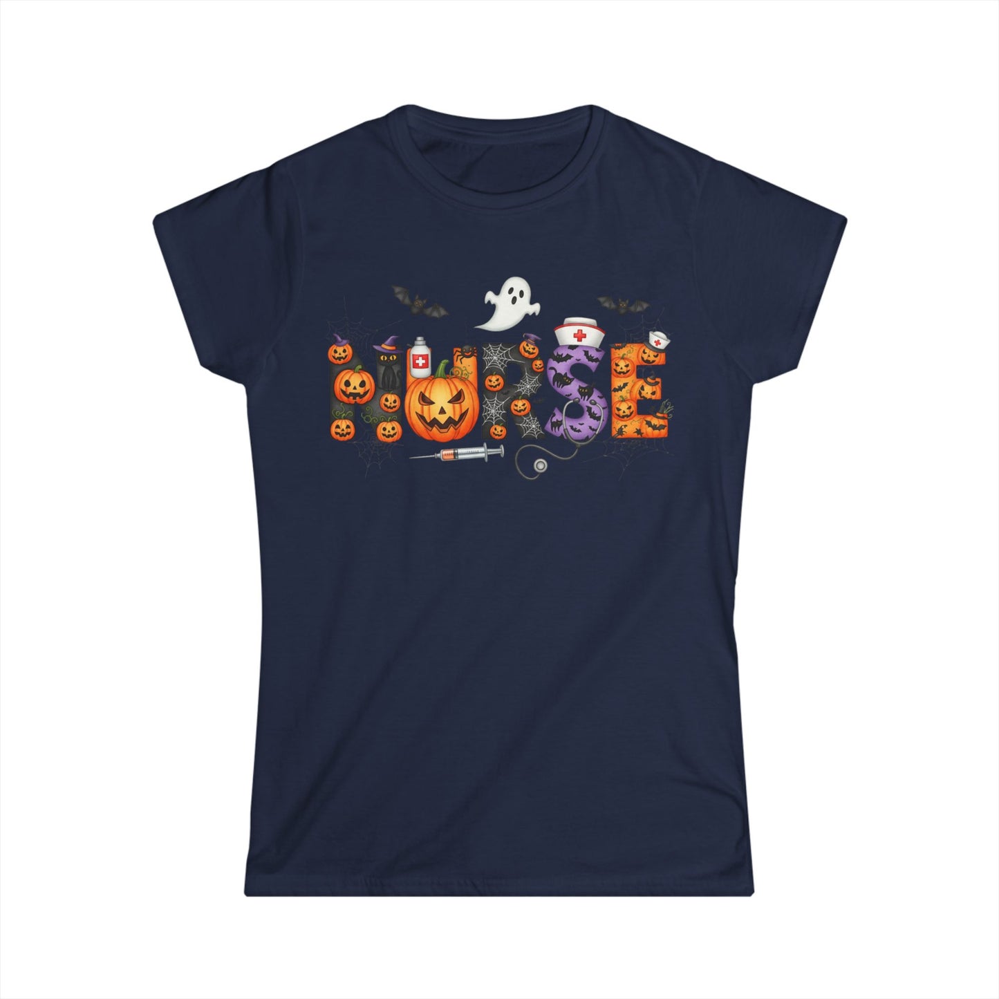 Female T-Shirt - Nurse / Halloween - Nurse w Halloween Decor (01a)