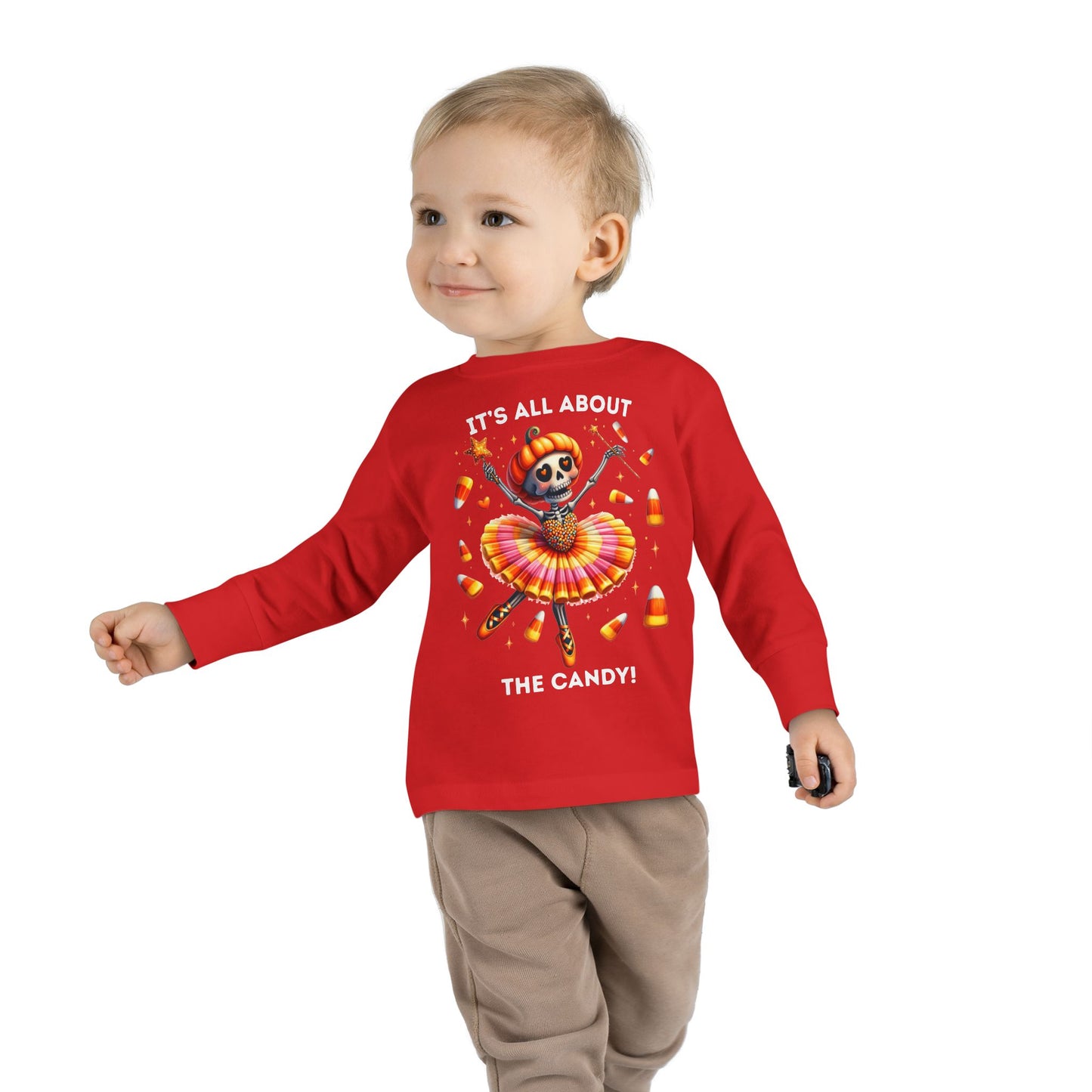 Toddler LS Tee - Halloween / Ballet Skeleton - It's all about the Candy! (01a)
