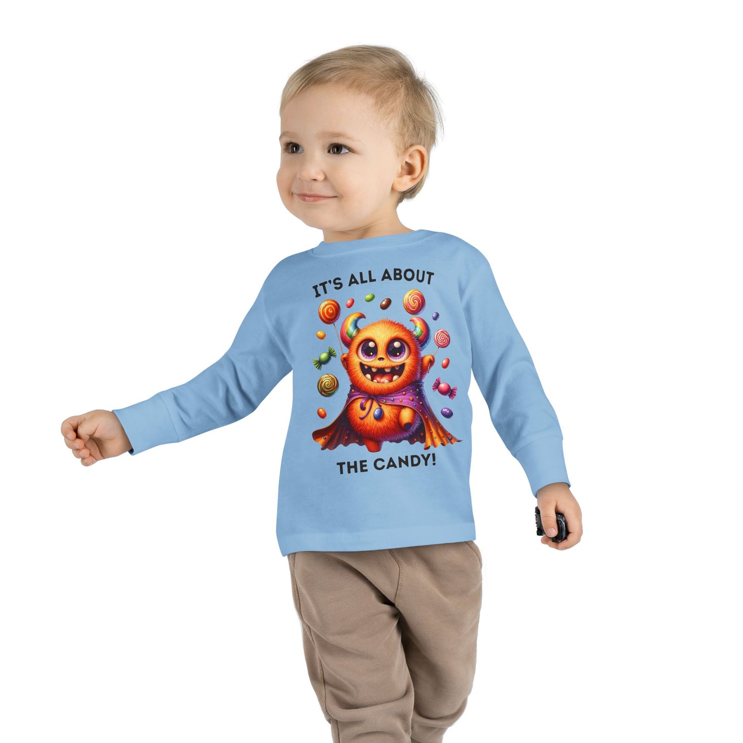 Toddler LS Tee - Halloween / Monster - It's all about the Candy! (01a)