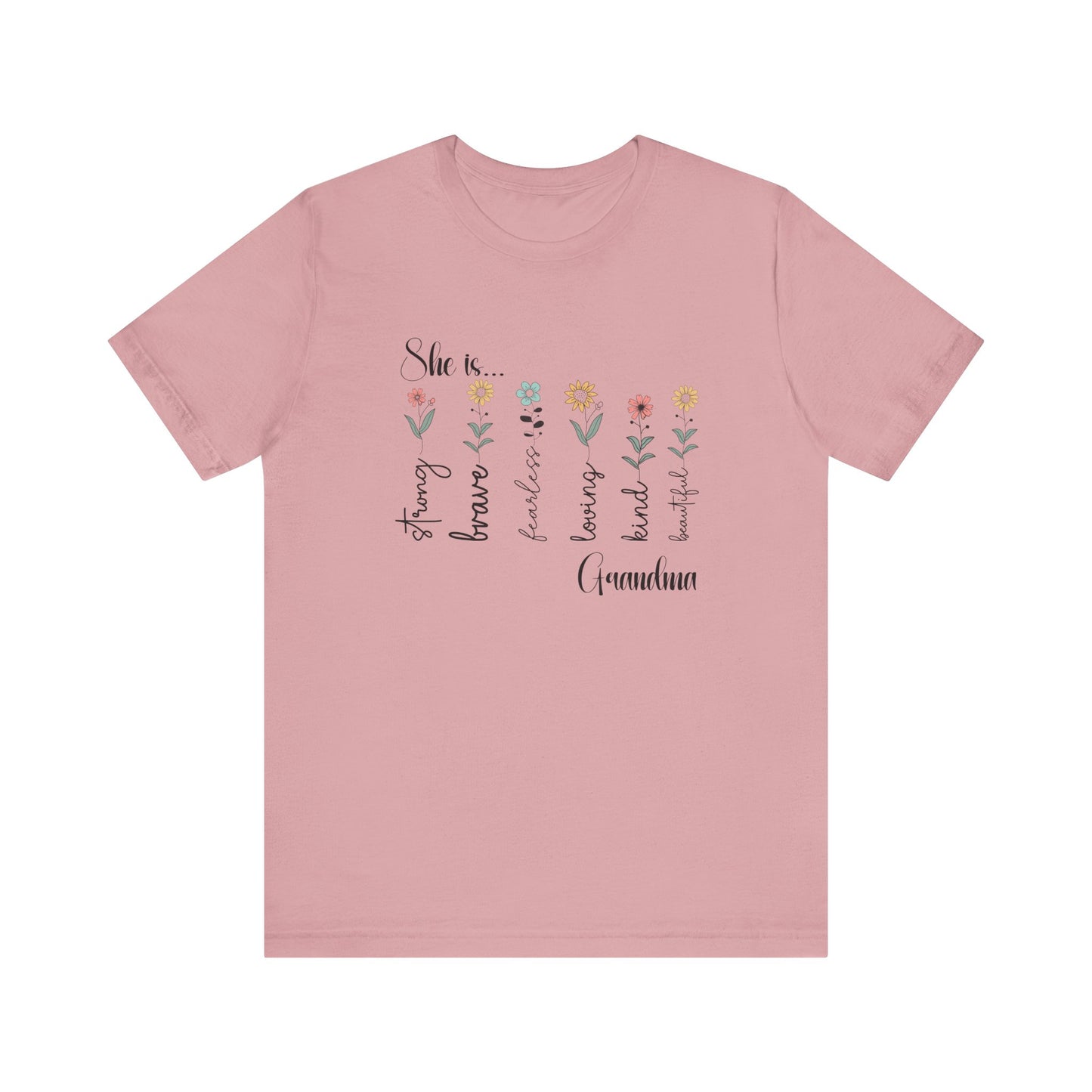 T-Shirt - Family / Grandma - Strong, Brave, Beautiful Floral Design (1)