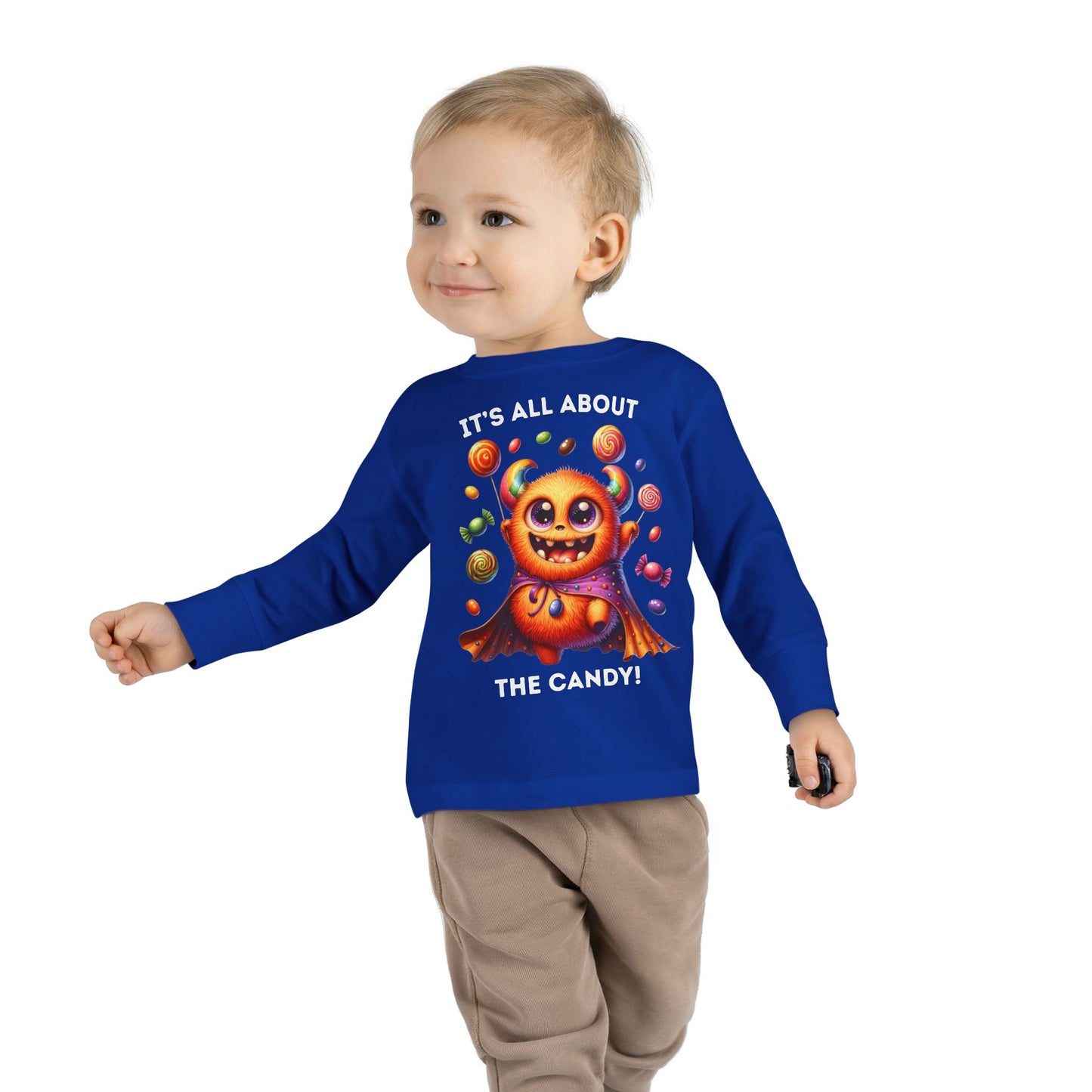 Toddler LS Tee - Halloween / Monster - It's all about the Candy! (01a)