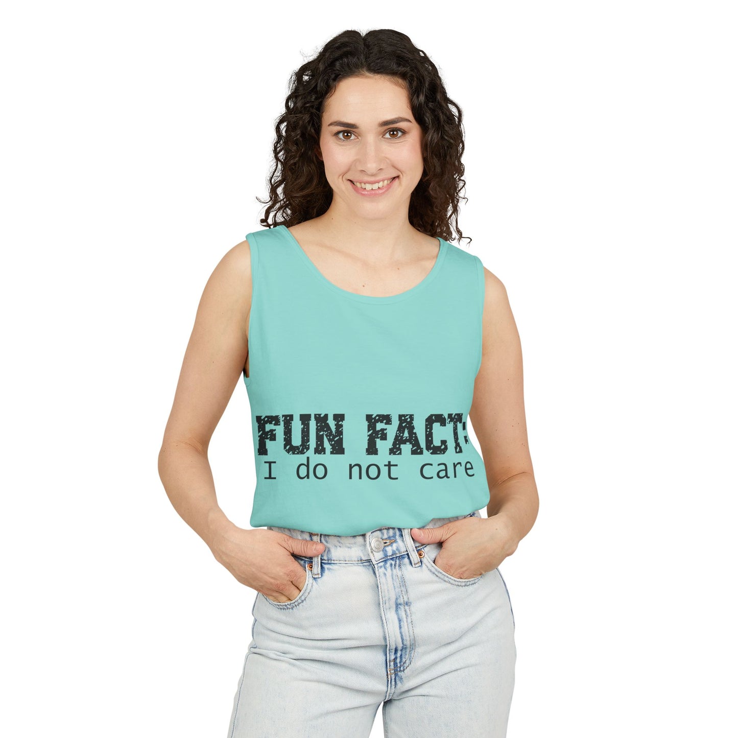 Unisex Tank Top - Funny - Fun Fact: I Do Not Care - Black Writing