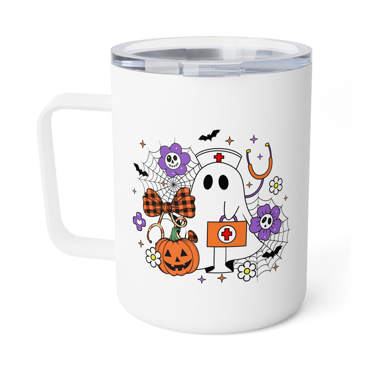 Insulated Mug - Medical / Halloween Ghost with Medical Stuff (01a)