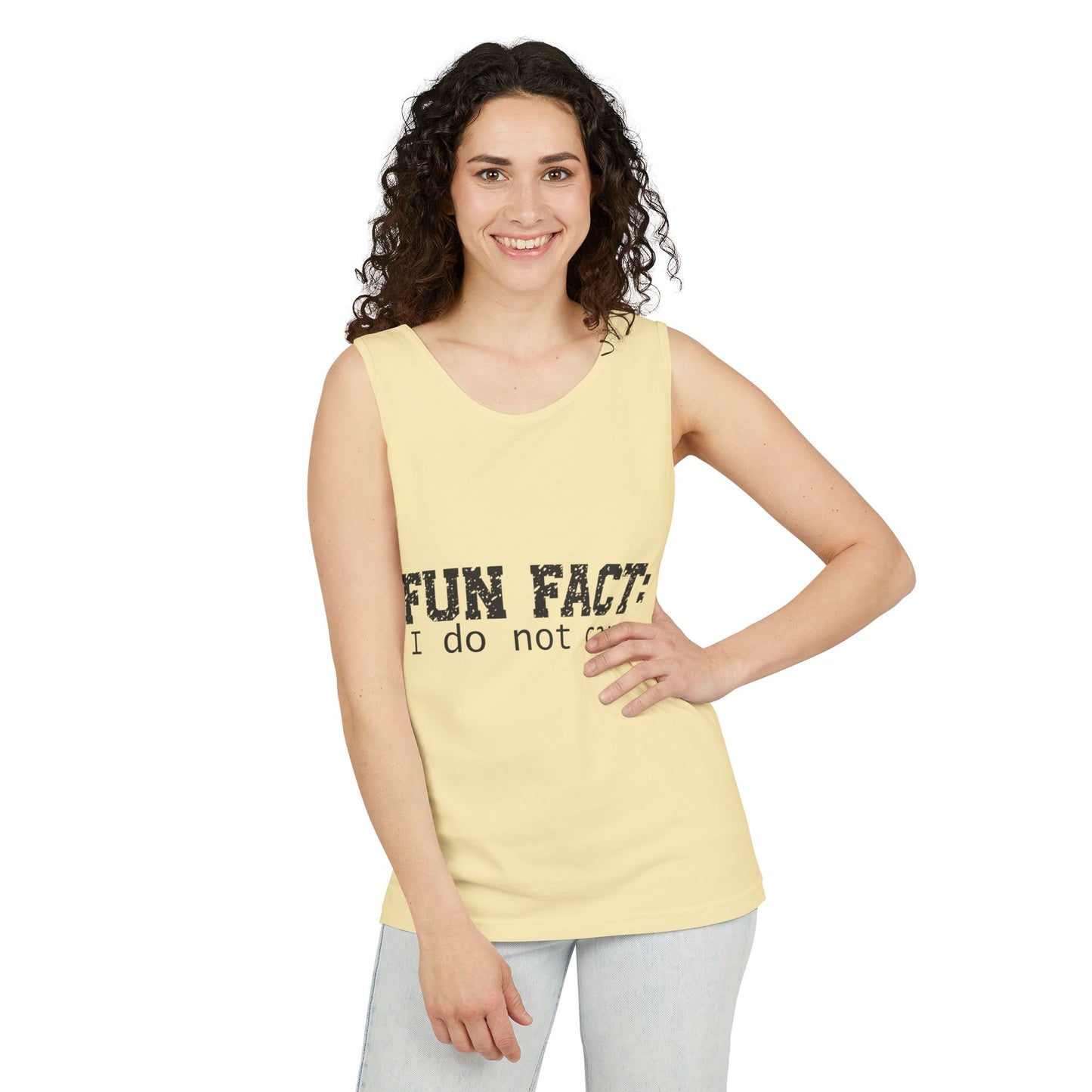 Unisex Tank Top - Funny - Fun Fact: I Do Not Care - Black Writing