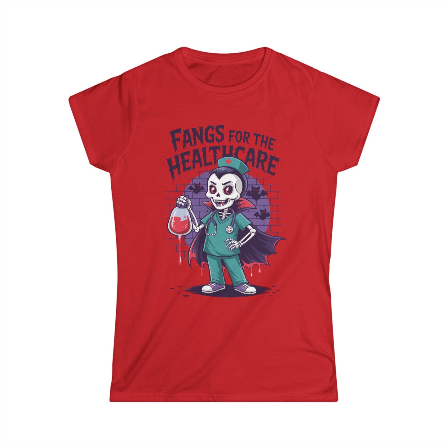 Female T-Shirt - Medical / Halloween - Fangs for the Healthcare (01a)