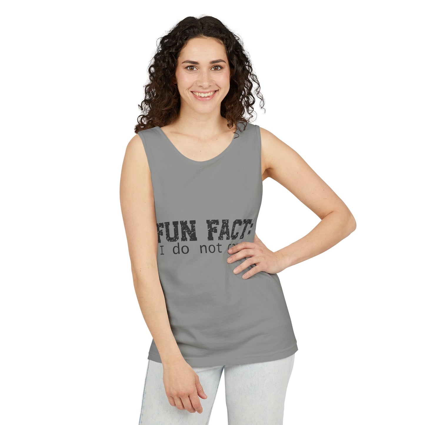 Unisex Tank Top - Funny - Fun Fact: I Do Not Care - Black Writing