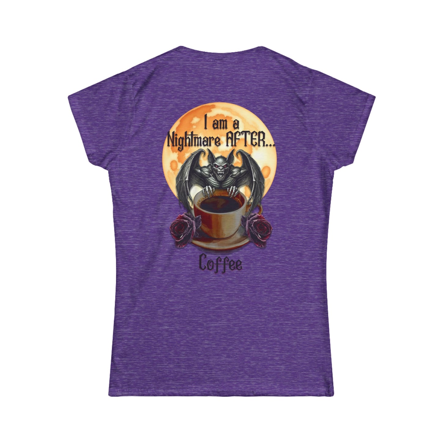 Female T-Shirt - Halloween - Nightmare Before Coffee (1b) Front / Back Printed