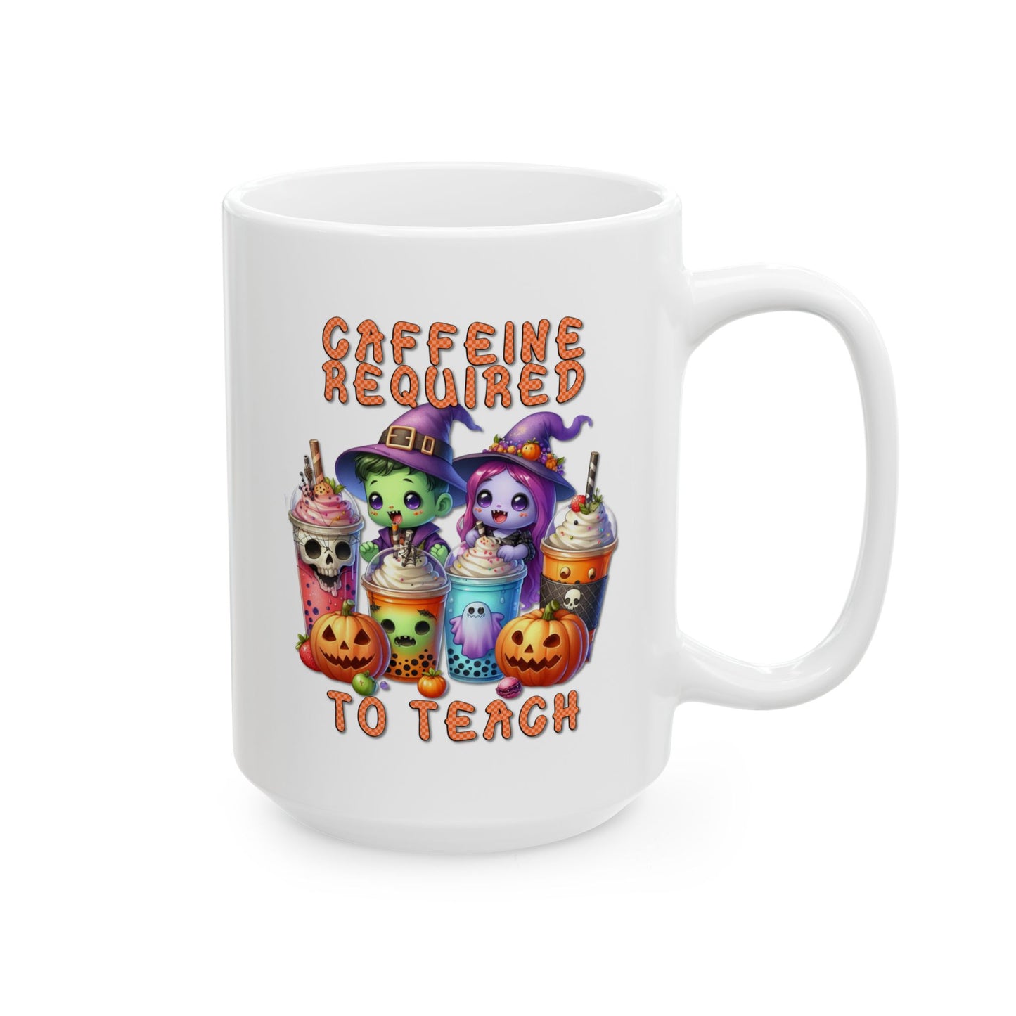 Ceramic Mug - Teacher / Halloween - Caffeine required to teach (01a)