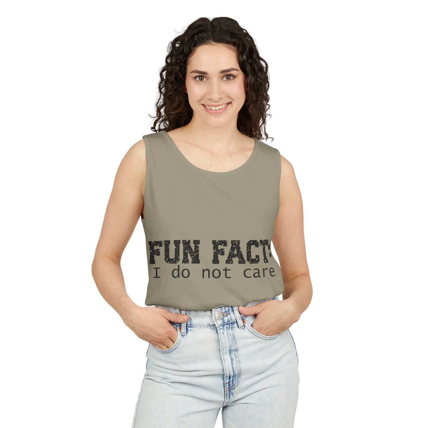 Unisex Tank Top - Funny - Fun Fact: I Do Not Care - Black Writing