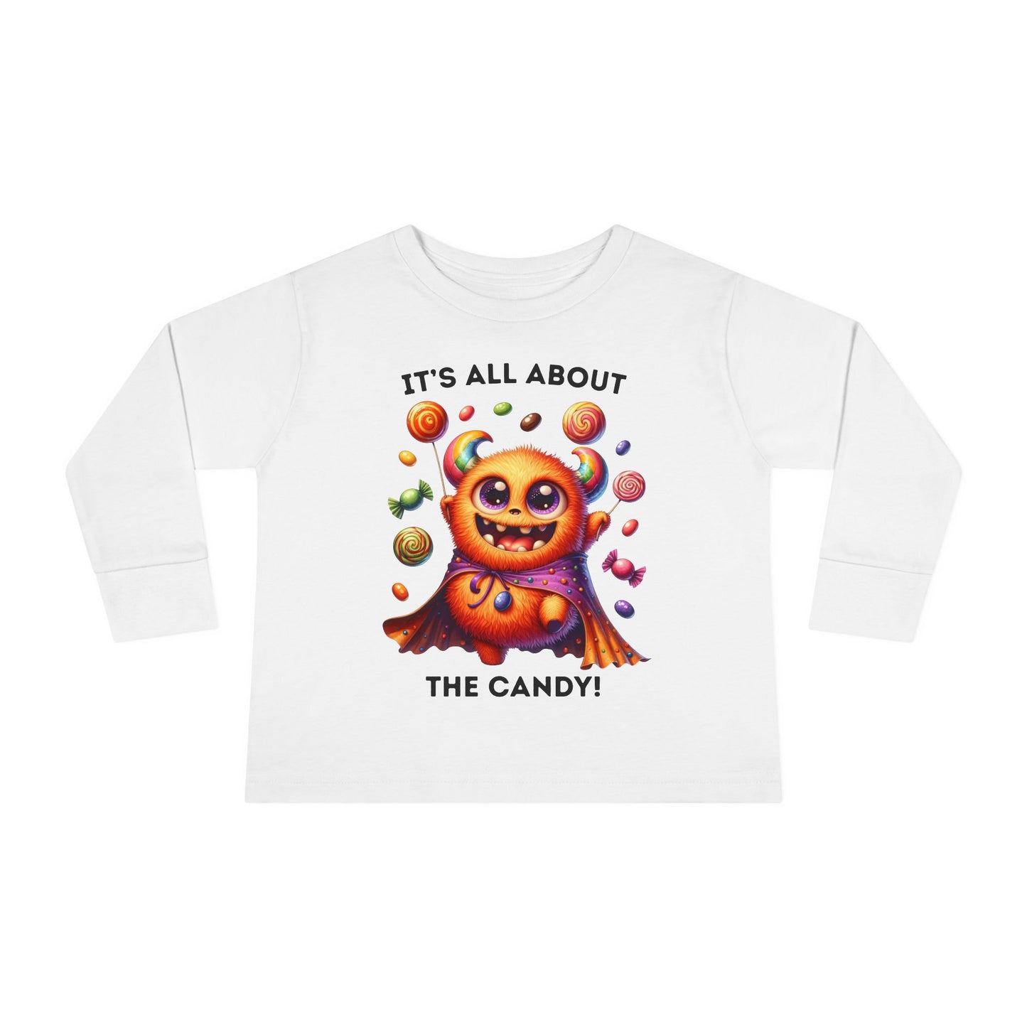Toddler LS Tee - Halloween / Monster - It's all about the Candy! (01a)