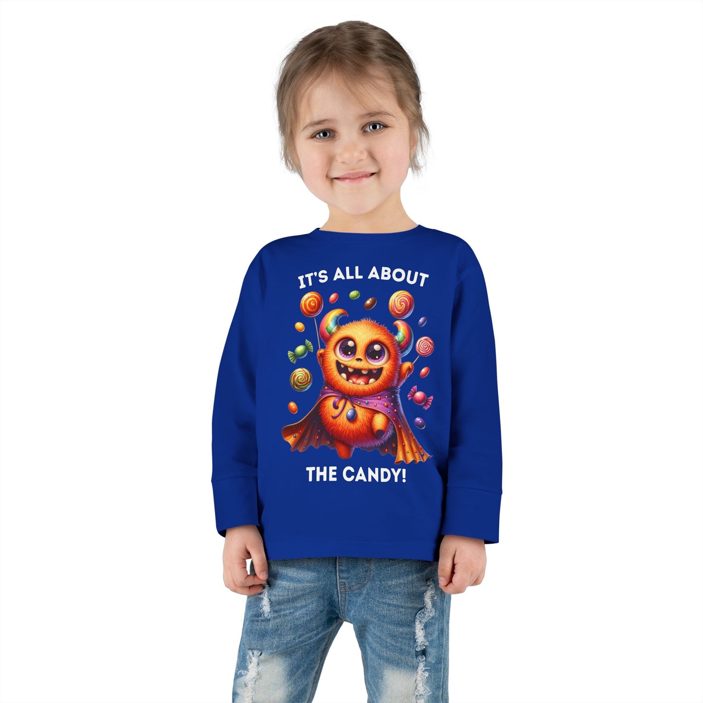 Toddler LS Tee - Halloween / Monster - It's all about the Candy! (01a)