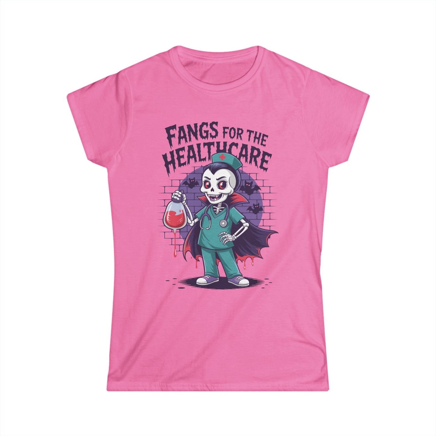 Female T-Shirt - Medical / Halloween - Fangs for the Healthcare (01a)