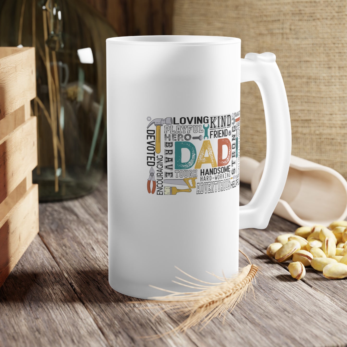 Frosted Glass Beer Mug - Dad - Handyman Dad (1)