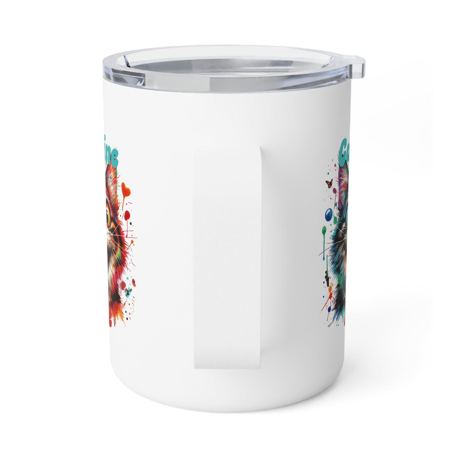 Insulated Coffee Mug - Caffeine Time with cat (1)