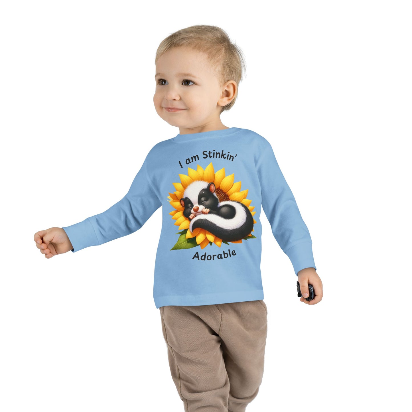 Toddler Long Sleeve Tee - Stinkin' Adorable with Skunk (2)
