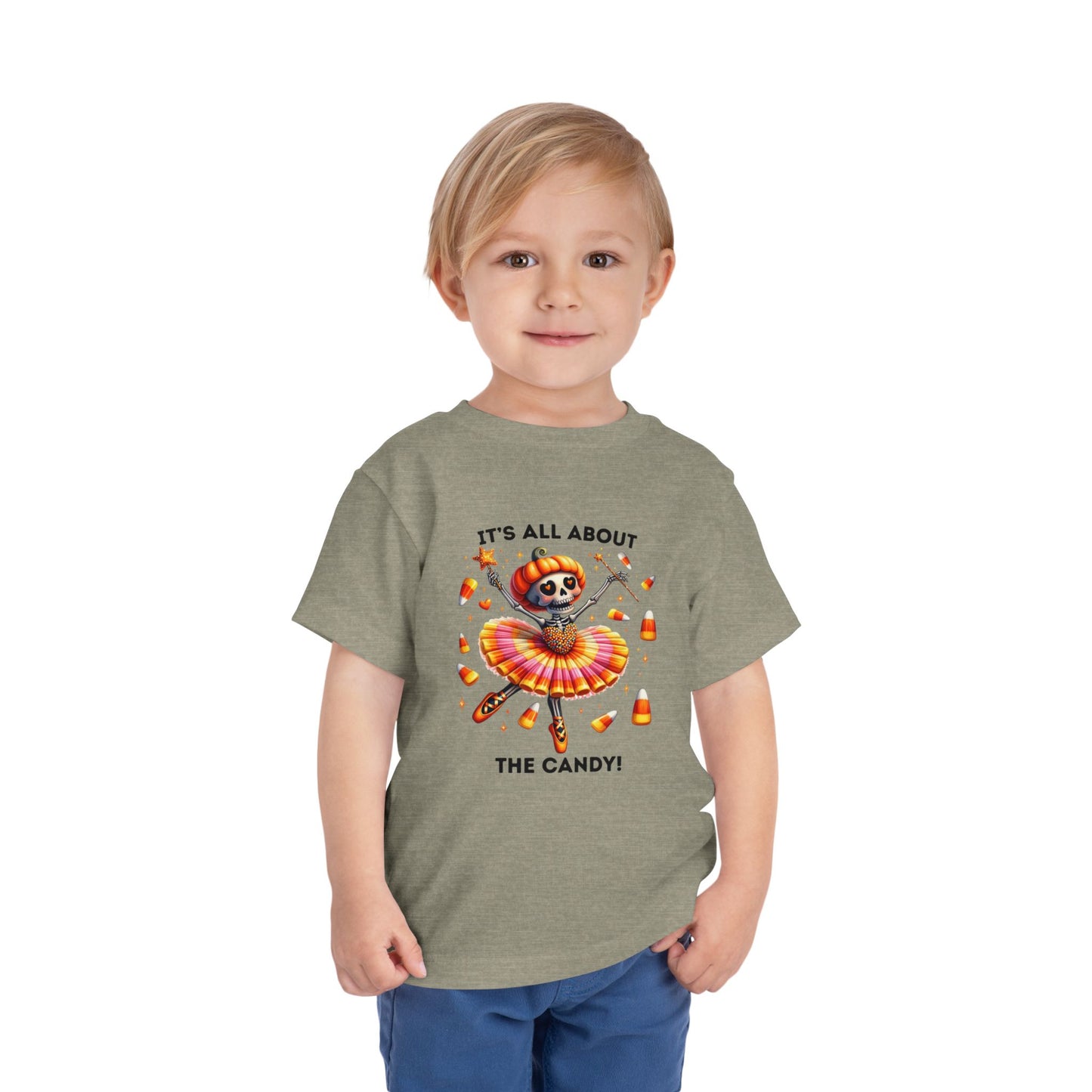 Toddler Tee - Halloween / Ballet Skeleton - It's all about the Candy! (01a)