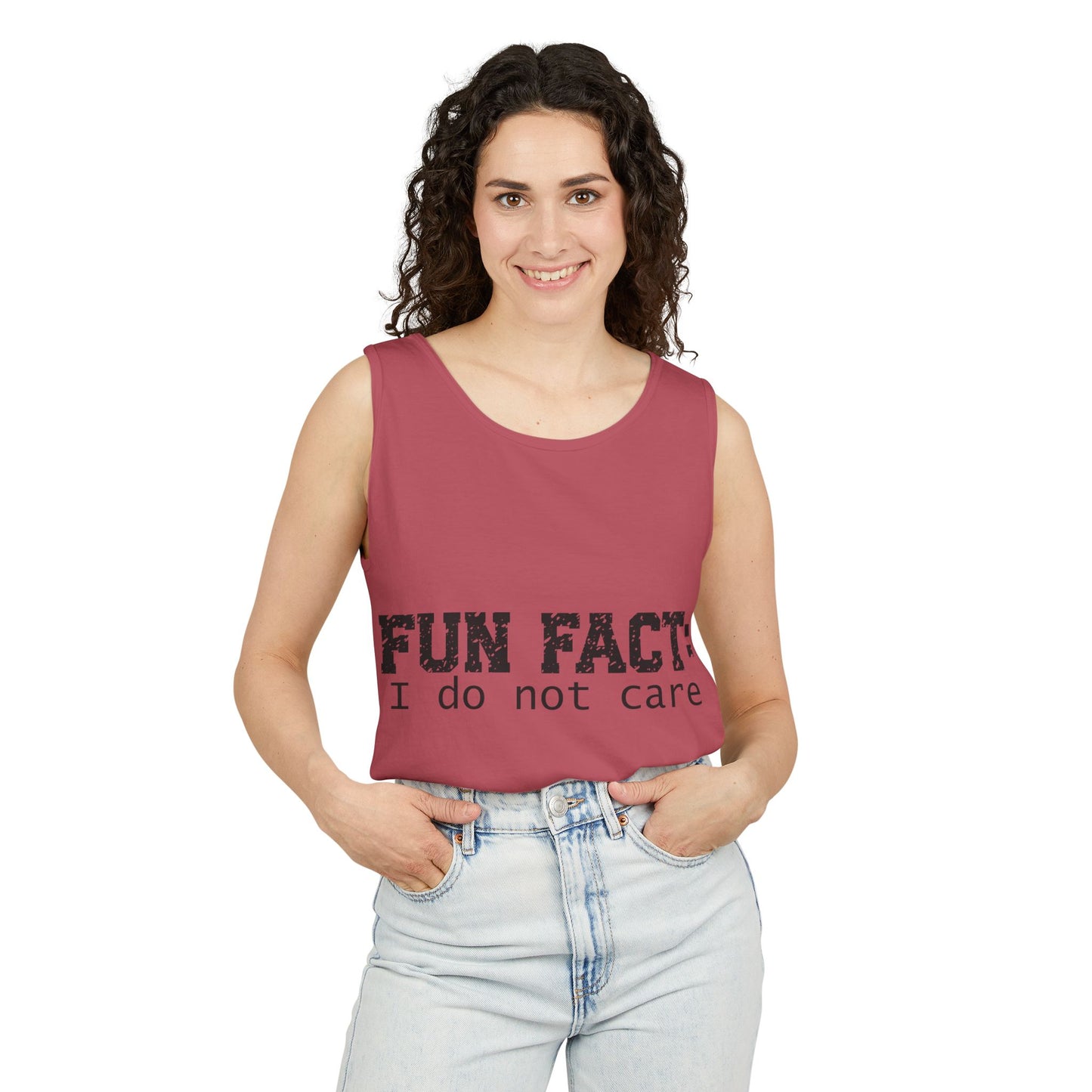 Unisex Tank Top - Funny - Fun Fact: I Do Not Care - Black Writing