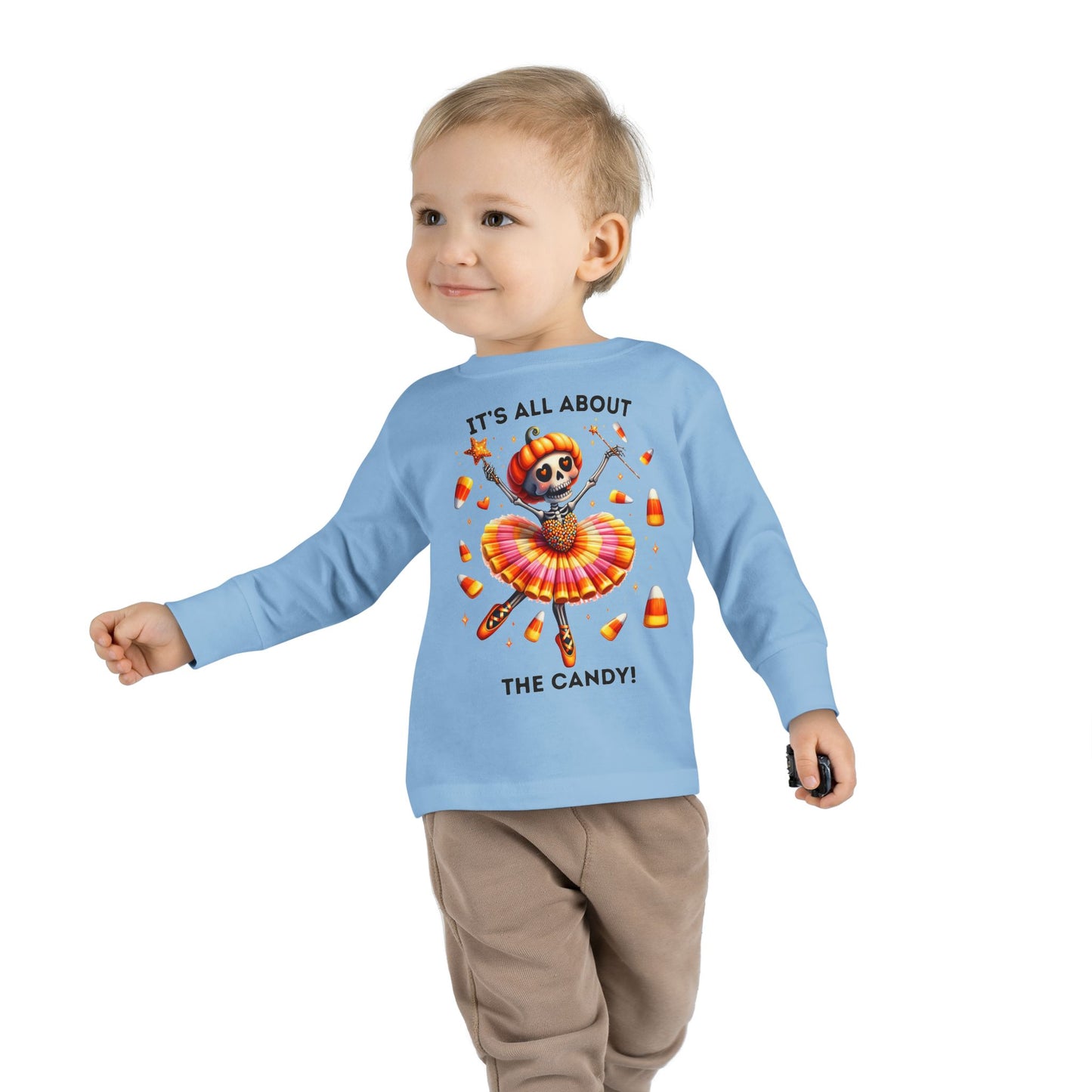 Toddler LS Tee - Halloween / Ballet Skeleton - It's all about the Candy! (01a)