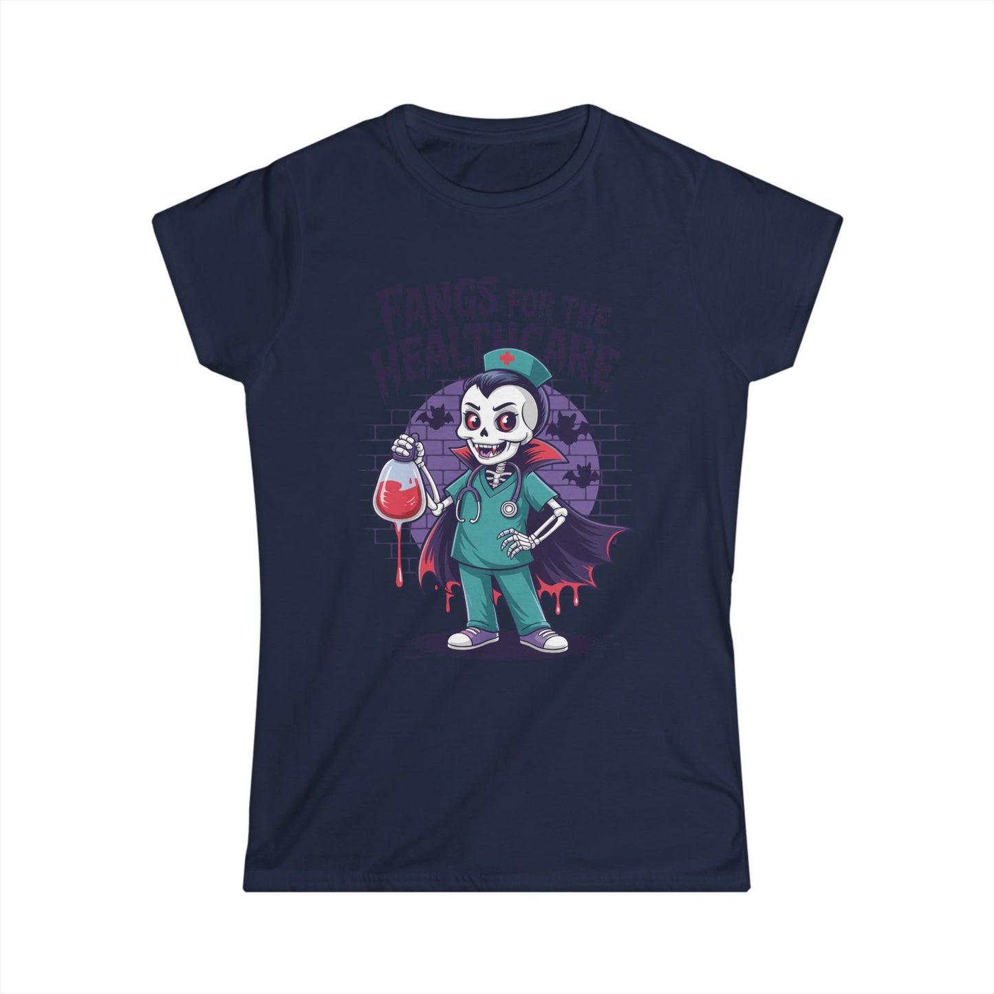 Female T-Shirt - Medical / Halloween - Fangs for the Healthcare (01a)