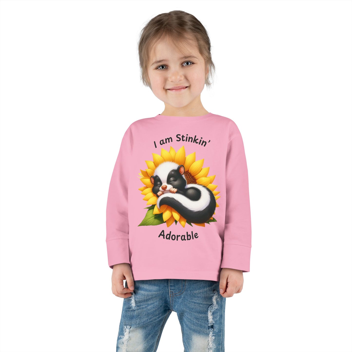 Toddler Long Sleeve Tee - Stinkin' Adorable with Skunk (2)