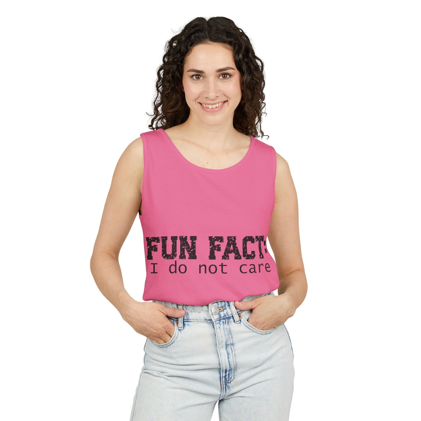 Unisex Tank Top - Funny - Fun Fact: I Do Not Care - Black Writing